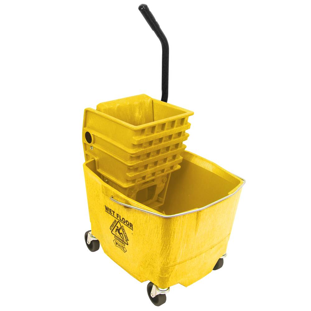 Sidepress Wet Mop Squeeze Wringer & Bucket Combo Yellow, 35 Quart